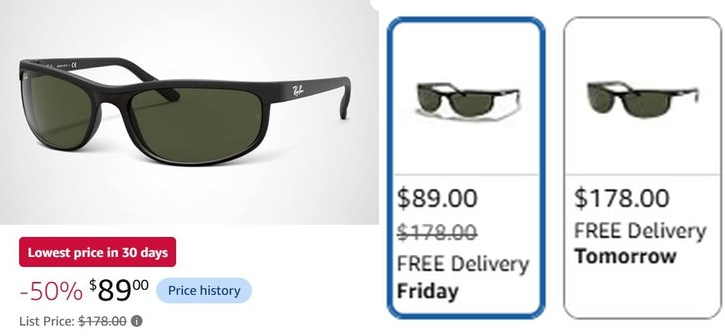 Pricerrors's tweet photo. RAYBANS RANDOM CLEARANCE ON AMAZON

This version randomly dropped from $178 to just $89

https://t.co/osma7o1CVl 

Other colors and lenses are STILL full priced around $200

Shipped by Amazon themselves with no risk #ad https://t.co/iCQY56ptJk