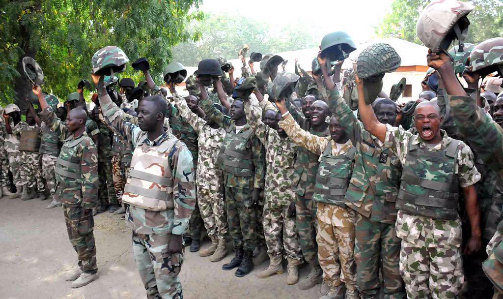 firstladyship's tweet photo. Once upon a time, the Commander In Chief wore khaki &amp; visited our soldiers in the theater of war. Once upon a time, the President of Nigeria motivated our gallant soldiers. Don’t allow any Fake pastor to deceive you! 👏👏 https://t.co/UMccwdmIjR