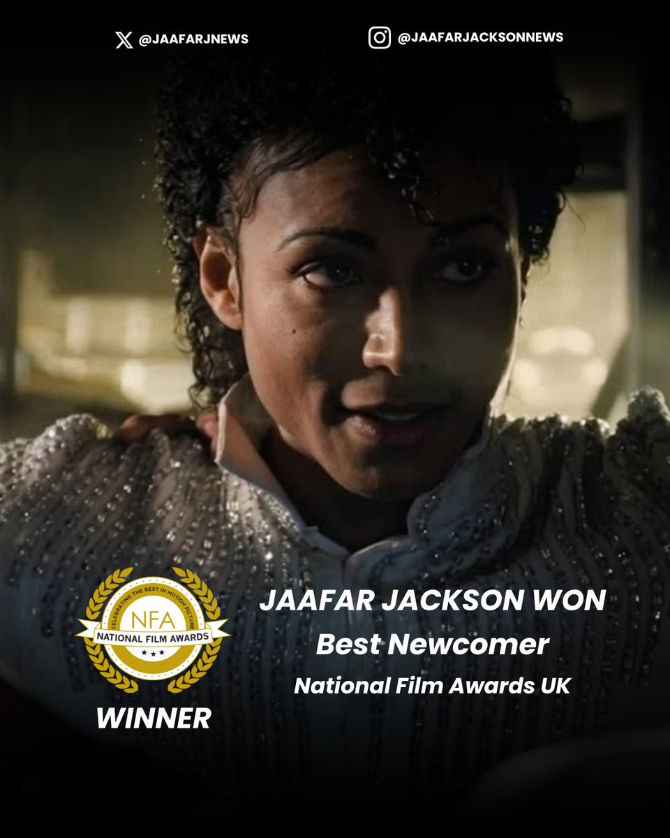 JaafarJNews's tweet photo. Jaafar Jackson won "Best Newcomer" with #MichaelMovie at the National Film Awards UK https://t.co/NzJssFVPyB