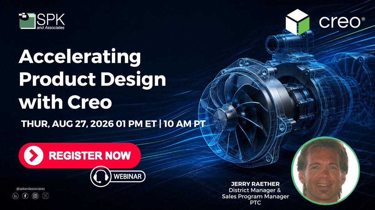 spkaa's tweet photo. Join SPK and Associates with PTC CAD expert Jerry Raether for “Accelerating Product Design with Creo”, a webinar exploring how Creo helps teams improve design workflows and connect engineering data across the product lifecycle.
https://t.co/YRyCgRRmUX
#CAD #Creo #PLM #PTC https://t.co/YBzHYpriX4
