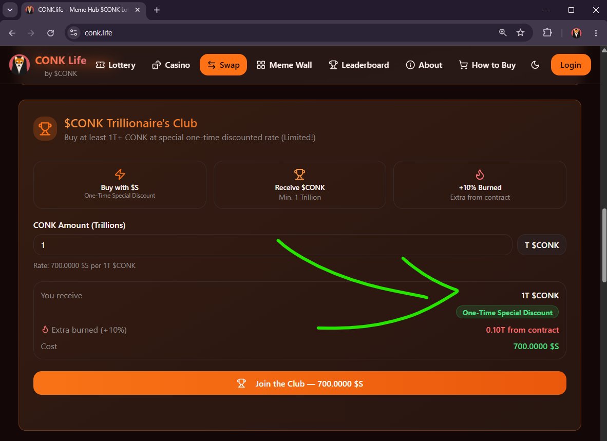 ShibaPoCONK's tweet photo. Craving $CONK at rock-bottom prices? This is probably your best shot ever! 🤯

Grab 1T $CONK for just 700 $S (~$14) - zero slippage, zero impact! Limited offer only on 👉 https://t.co/Ri4lmrhjSF

Are you also loading up on the real OG #memecoin @SonicLabs? https://t.co/dJaFX0K10D
