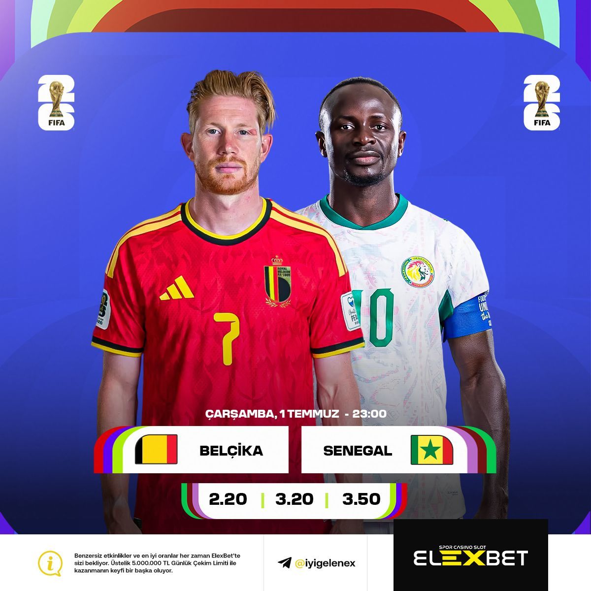 ElexTurkiye's tweet photo. GÜNÜN MAÇI İÇİN YÜKSEK ORANLAR KARŞINIZDA!

Belçika - Senegal

Henüz beklentileri karşılamayan Kevin De Bruyne önderliğindeki Belçika mı?
Disiplinli takım yapısıyla Sadio Mane liderliğindeki Senegal mi?

👉Belçika Kazanır: 2.20

👉Senegal Kazanır: 3.50 https://t.co/uL1le8OyaB