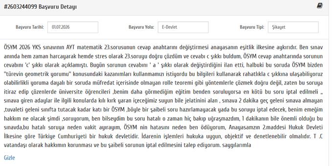 ektopik2's tweet photo. @OSYMbaskanligi Sınav kuralları diye insanları binbir çeşide sokuyorsunuz, asker gibi içtimaya çekiyorsunuz, onada eyvallah, asli işiniz olan soru sormayı beceremiyorsunuz, yaptığınız zulümdür, hatanızı öğrencilere yüklüyorsunuz, Ayt matematik 23.soru iptal edilmeli yada cevap değişmemeli. https://t.co/Ci3JugPu1O
