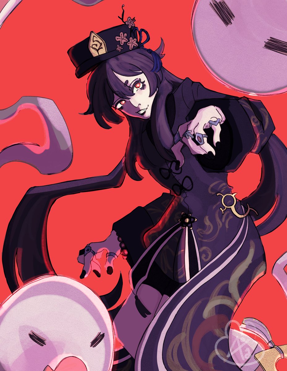 a0ka_23's tweet photo. finally finished the HuTao redraw of 2026!! https://t.co/A5UuPqG1F7