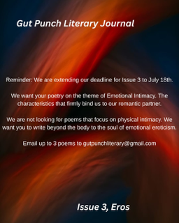 gutpunchlit's tweet photo. Looking for your poetry on the theme of Emotional Eroticism. https://t.co/Xc3wRNSSqg