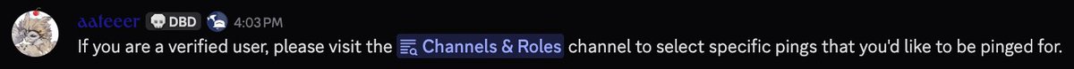 Forsaken_News's tweet photo. 🚨News🚨

If you are a verified user, you can finally select specific role pings that you'd like to be pinged for.
You can get these roles in the Channels &amp; Roles channel in the official Forsaken Discord server.

|https://t.co/O88PlfnK0P|

#Forsaken #forsakenroblox https://t.co/mOutG6olyZ