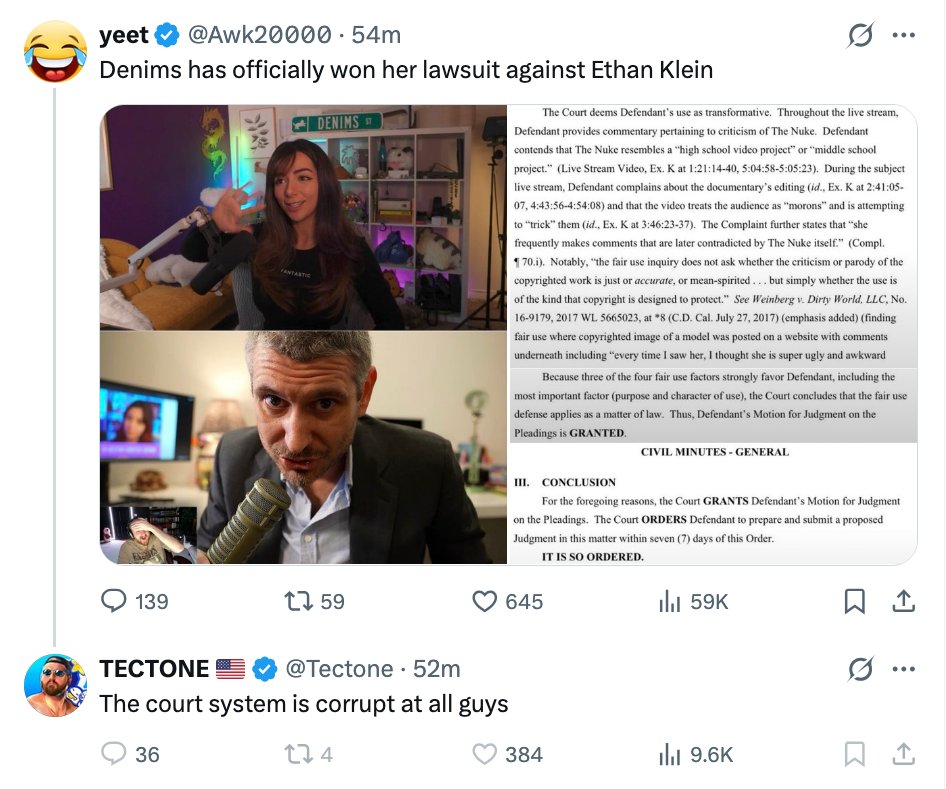 chleepyishere's tweet photo. noted sexual assault connoisseur and son of a r*pist, tectone, offers his support to ethan klein, claiming the court system is corrupt, via X - careful teccy, dont wanna violate that protective order ;P https://t.co/sSvZjBHOoN