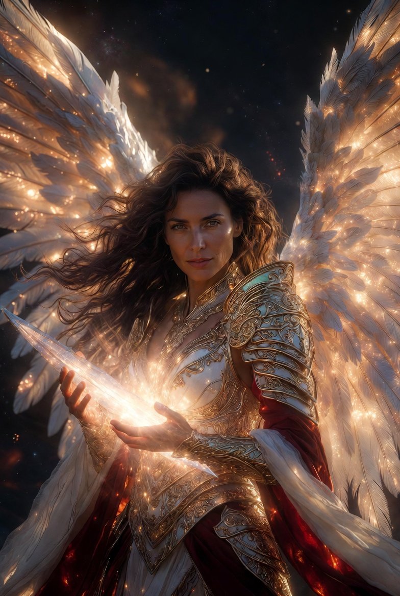 CLAngelillo's tweet photo. 🌟⚔️ She doesn’t just carry the light — she *is* the light.
Forged in starfire, armored in gold and courage, wielding a blade born from pure celestial energy.
The cosmos has a new guardian. And she’s absolutely radiant. ✨
#AngelWarrior #FantasyArt #CelestialBeing #EpicFantasy