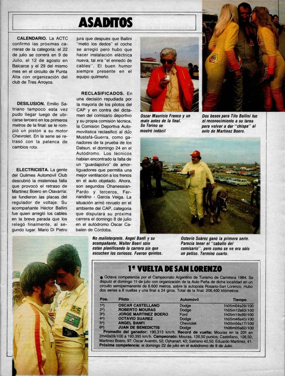PatoG82's tweet photo. CASTELLANO VIVE EN EL PARAÍSO

📓 Nota de revista El Gráfico 🏁

#TCenSanLorenzo #TurismoCarretera #OscarCastellano #DodgeTC #RobertoMouras #JorgeMartinezBoero #RevistaElGrafico #AutomovilismoArgentino #TCenRuta #SemipermanenteTC #SanLorenzoSantaFe https://t.co/jxxrgRn1t6