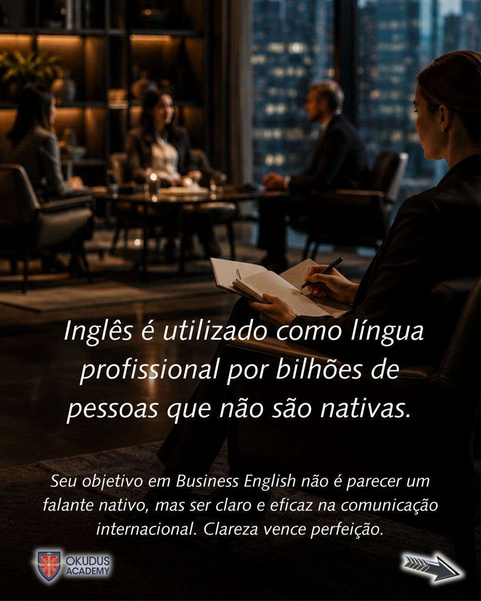 OKudus_English's tweet photo. .
Business English não é sobre perfeição. É sobre impacto.
.
Você não precisa soar nativo. Precisa ser compreendido.
.
Muitos profissionais ainda confundem #InglêsCorporativo com performance linguística impecável. Mas, no ambiente global, a pergunta mais importante não é: “eu pareço nativo?” É: “minha mensagem foi compreendida?”
.
No #BusinessEnglish, clareza é uma competência estratégica. Ela influencia reuniões, negociações, apresentações, feedbacks, decisões e relações entre pessoas de culturas diferentes. Quando a busca pela perfeição ocupa espaço demais, a #Comunicação perde presença.
.
Profissionais que crescem internacionalmente não são os que falam sem erro. São os que comunicam com intenção, escutam com precisão e reduzem ruídos. Isso fortalece #Liderança, #Carreira e posicionamento profissional.
Na OKudus Academy, desenvolvemos #Inglês, comunicação e aprendizagem consciente para o trabalho real.
.
Continue evoluindo sua presença profissional com mais clareza, confiança e estratégia.
.
- - - - - - - - - - - - - - - - -
.
→ INGLÊS para CARREIRA
https://t.co/AROBAmjdS5
.
- - - - - - - - - - - - - - - - -
Crislei Leonel
&
OKudus Academy
. . .
https://t.co/BkASw4Afdp
Inglês & Carreira
& Neurolinguística
. . .
→ L I V E ←
(direto de Londres)
.