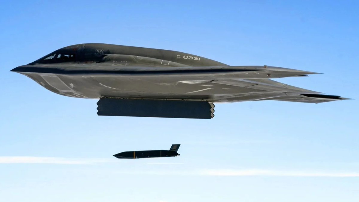 RealAirPower1's tweet photo. For the first time, the USAF has publicly confirmed a B-2 launching the AGM-158C LRASM during exercise SINKEX 2026. ​Why does this matter? Because the LRASM isn't a land-attack weapon. It's a stealthy, long-range anti-ship missile built to hunt and sink high-value warships in heavily contested waters. ​Pair that capability with a stealth bomber that can penetrate deep into denied airspace, and you've got a very, very nasty combination. 1/2