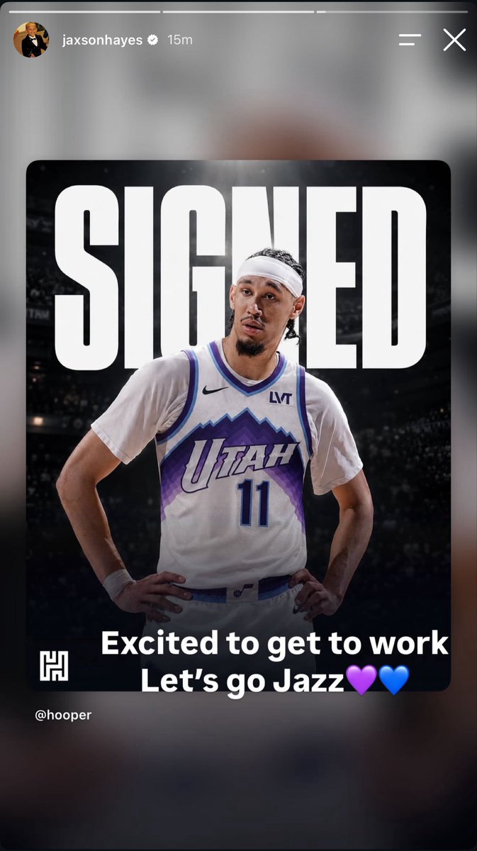 aightmatt's tweet photo. Jaxson Hayes:

“Excited to get to work let’s go Jazz” https://t.co/wB2F4gufja