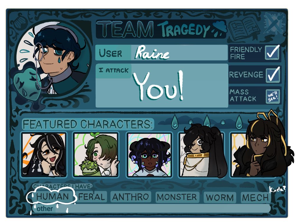 rainenerma's tweet photo. Hi my slimes I somehow scraped stuff together for this year’s Art Fight!

I’m gonna Tragedy all over the place the second the site’s back up, but you’ll find me with the same username as I have here.

uhh follow me and let me attack you all https://t.co/oBzx2YaTto