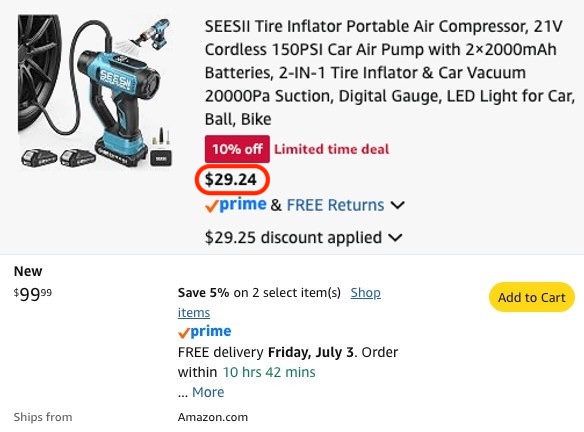 Pricerrors's tweet photo. CORDLESS TIRE INFLATOR + VACUUM FOR $30 

Amazon has this cordless inflator marked down with a promo code that stacks 

There's another seller selling the same item for $99

Apply code "Z98V862C" before placing your order

https://t.co/OAfWNkQgbB #ad https://t.co/Wy0r3kAhre
