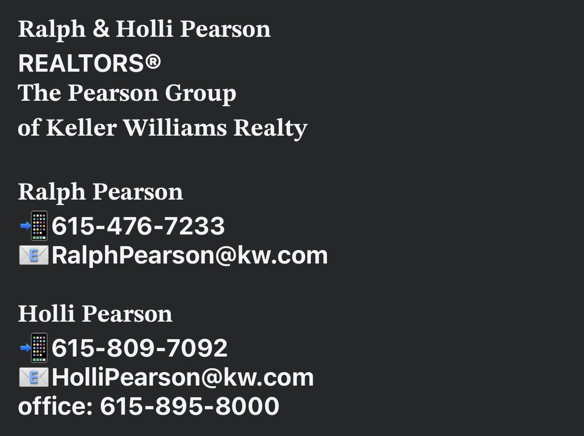 HolliRealtor's tweet photo. 🔑✨𝐒𝐎𝐋𝐃✨🔑
📍 in Murfreesboro, TN

𝐑𝐚𝐥𝐩𝐡 &amp; 𝐇𝐨𝐥𝐥𝐢 𝐏𝐞𝐚𝐫𝐬𝐨𝐧
REALTORS®
𝐓𝐡𝐞 𝐏𝐞𝐚𝐫𝐬𝐨𝐧 𝐆𝐫𝐨𝐮𝐩
𝐨𝐟 𝐊𝐞𝐥𝐥𝐞𝐫 𝐖𝐢𝐥𝐥𝐢𝐚𝐦𝐬 𝐑𝐞𝐚𝐥𝐭𝐲

📲615-476-7233
📧RalphPearson@kw.com https://t.co/nERDrrzAKn