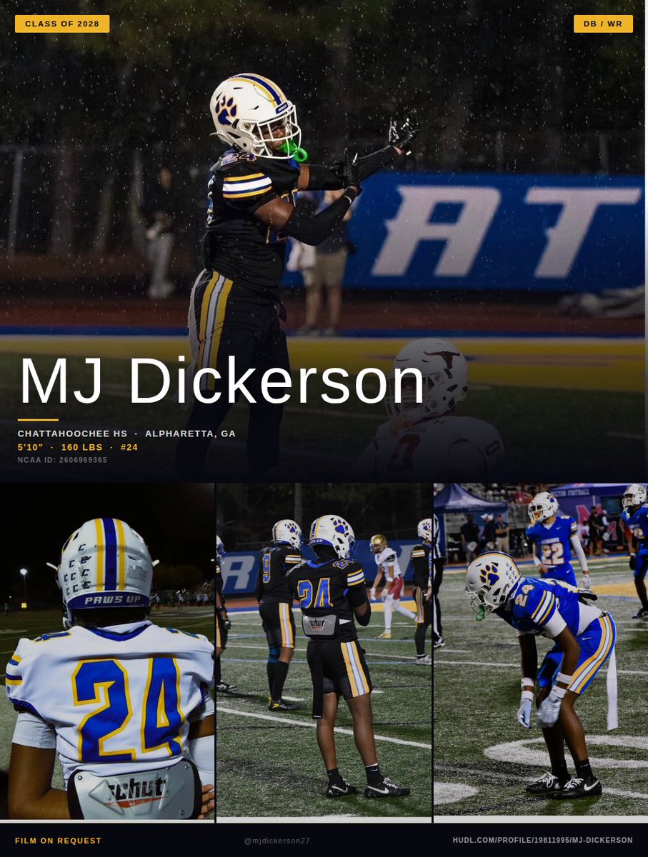 mjdickerson27's tweet photo. Lock down is a mentality, not just a position 🔒
5'10" | 160 | DB/WR | Class of 2028 | Chattahoochee HS
🎥 https://t.co/moAtmCktl8
#2028DBs #DBU #RecruitMJ #Recruiting2028 #HoochFootball @HoochFootball https://t.co/U2R8W02UOi