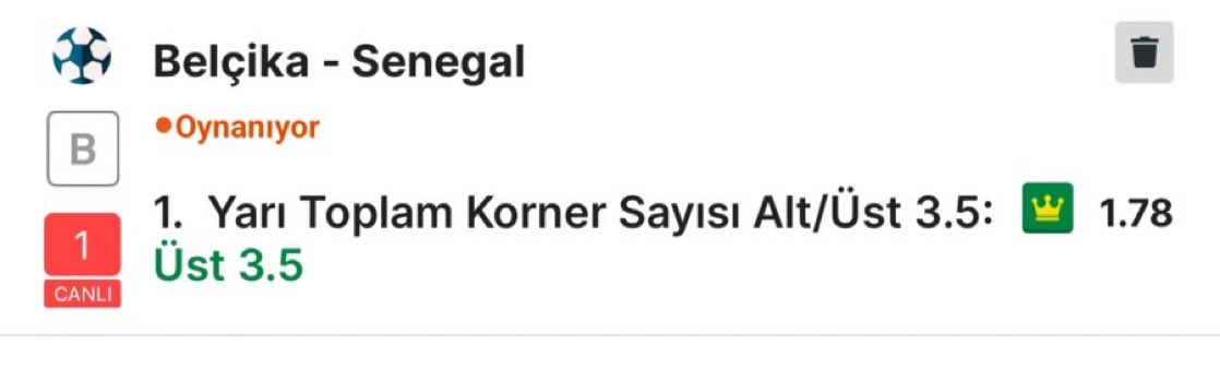 SerhatSlot's tweet photo. 🇧🇪 Belçika 🆚 🇸🇳 Senegal

📊 Tercih: İlk Yarı 3.5 Üst Korner (1.78)

Herkese bol şans🍀

Kupon yaptığımız site https://t.co/QhSZhR4jgE

#marsbahis #marsbet https://t.co/J2tQzmYMiP