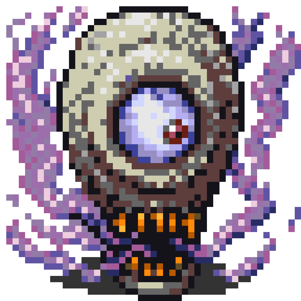 Jrjazzjps0819Jr's tweet photo. ドット絵作成
FF1【イビルアイ】(ビホルダー)
氷の洞窟の固定モンスター。浮遊城では雑魚モンスターとして出現。キル、デス、ブレイク、睨み(麻痺)などの即死や状態異常攻撃を多彩に持つ。ファミコン版では名前がビホルダーであったがモンスターデザインや名前がD＆Dのキャラに似ていた為変更になった https://t.co/PoBdnWAG7L