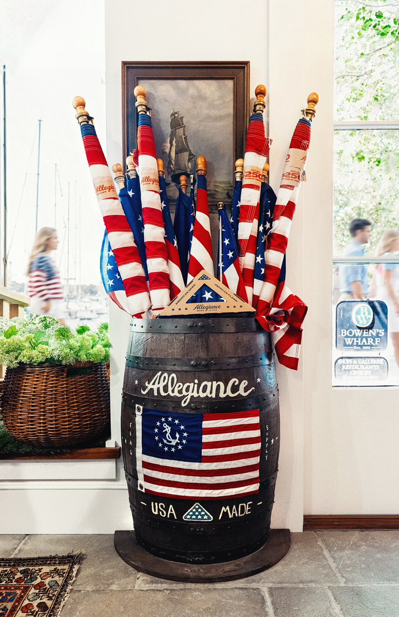 KJP's tweet photo. Proud to carry @AllegianceFlag at our Newport shop 🇺🇸 American-made flags, made to fly all summer long. https://t.co/tsM3E9JyGx