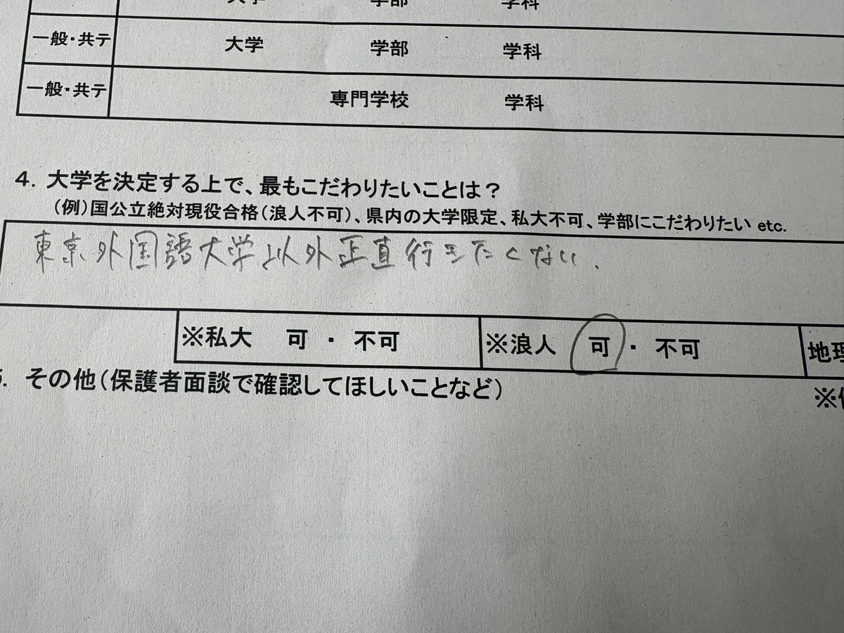 catmasterrr___'s tweet photo. 外語大愛強すぎて進路面談の事前調査みたいなのこれ https://t.co/NyElJnoLE9