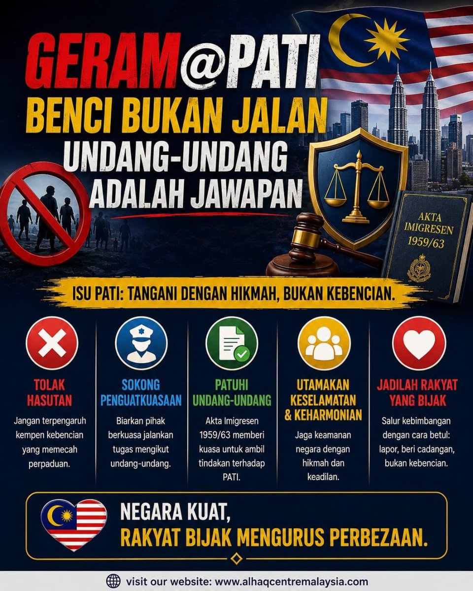 alhaqcentre's tweet photo. GERAM@PATI
BENCI BUKAN JALAN
UNDANG-UNDANG ADALAH JAWAPAN
#PATI
#GERAM
#PERUNDANGAN
#Malaysia
Read more:
https://t.co/O92Rj1TojP https://t.co/g1bWI1jUSO