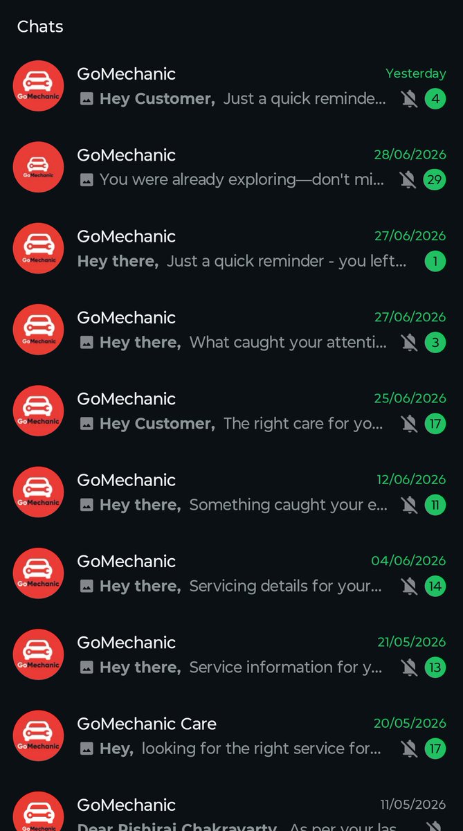 RishirajRC's tweet photo. Dear @gomechanicindia don't you think it's a little bit too extreme to bombard a user like this?

All it's doing is having the opposite effect. I actually want to delete the app and remove my contact information from your system. I don't want to be harassed like this. https://t.co/Qbom6Tahrz