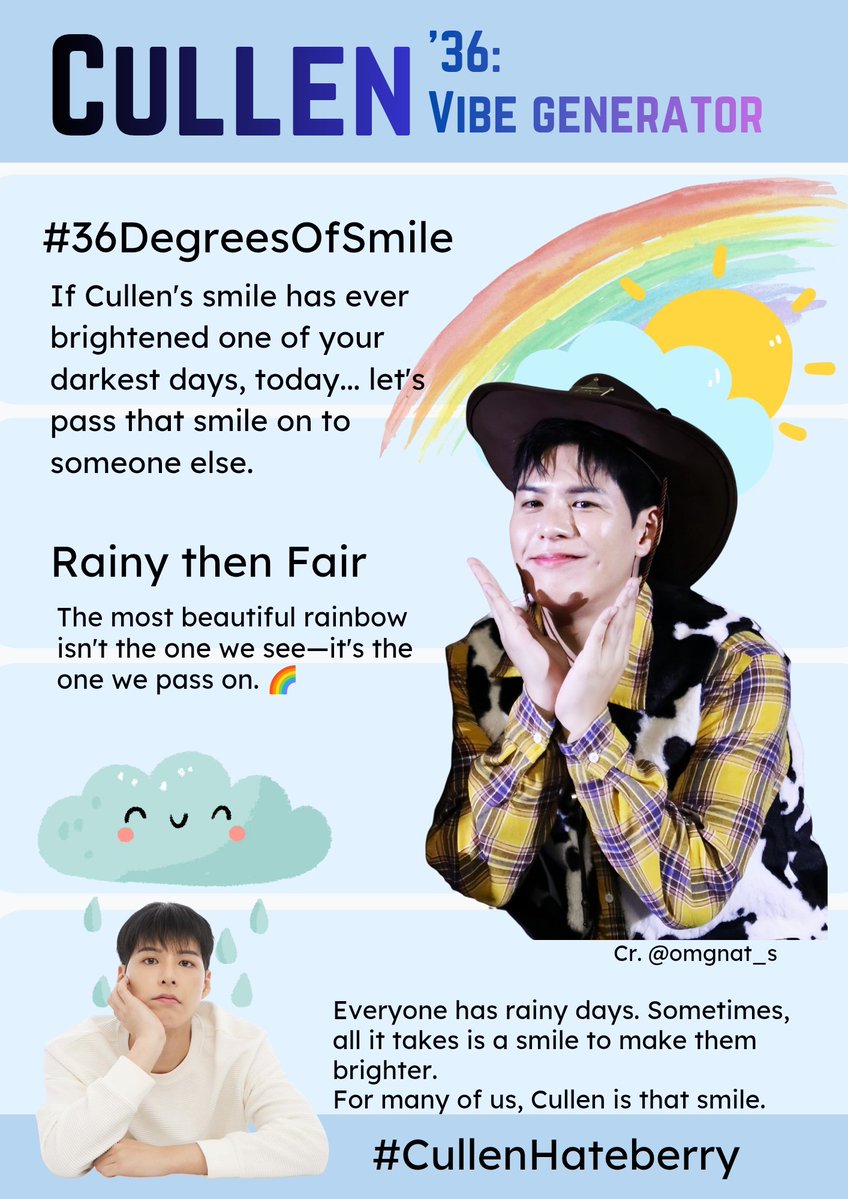 littlekdktfans's tweet photo. #เรื่องเล่าชาวLittleKdKtFans

🌈 36 Degrees of Smile — A Story Before the Rainbow | วันฝนตก 🌧️

ทุกคนต่างเคยมี "วันฝนตก"...
วันที่เหนื่อย
วันที่ท้อ
วันที่หัวใจไม่สดใส

บางครั้ง...สิ่งที่ช่วยให้เราผ่านวันนั้นอาจไม่ใช่คำพูดที่ยิ่งใหญ่

แค่เสียงหัวเราะหนึ่งครั้ง หรือรอยยิ้มของใครสักคน สำหรับใครหลายคน...
คัลแลนคือรอยยิ้มนั้น 🩵

🌧️ ฝนเริ่มโปรยแล้ว...แต่อีกไม่นาน สายรุ้งจะปรากฏ 🩵🌈

#36DegreesOfSmile
#Cullen36VibeGenerator #CullenHateberry #คัลแลน
#ความสุขตัวโตเท่าคัลแลน