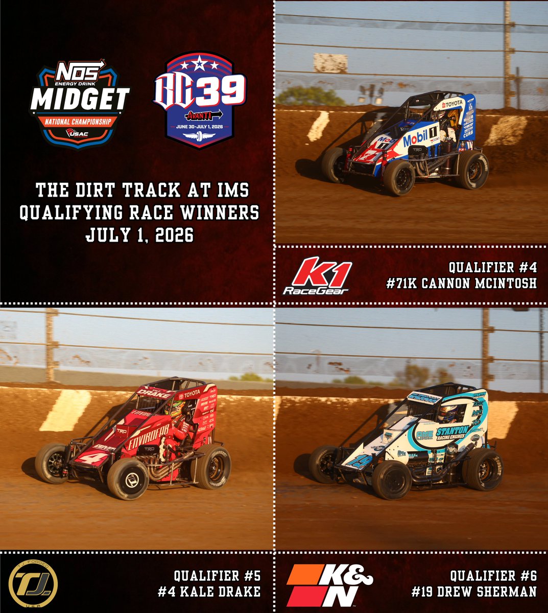 USACNation's tweet photo. Tonight's USAC @NosEnergyDrink National Midget Qualifying Race winners at @IMS!
#BC39 https://t.co/v3qFOoTDIv