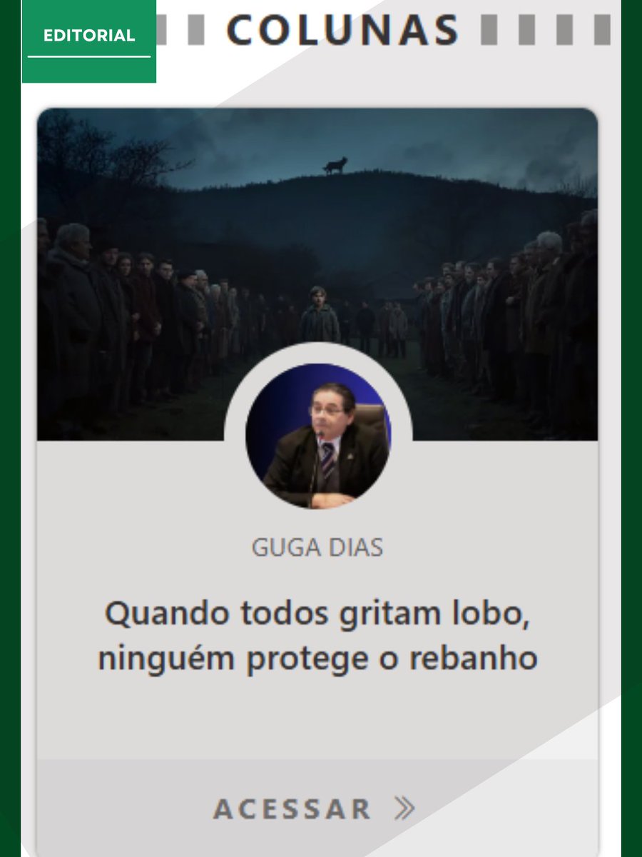 augustodias's tweet photo. Novo artigo na Folha de Florianópolis.

A partir da fábula de Pedro e o Lobo, escrevo sobre confiança social, falsos alarmes e vida pública. 

#Artigo #PedroEOLobo 

https://t.co/TEc5SWDgWG https://t.co/Qqcgl5YjTw