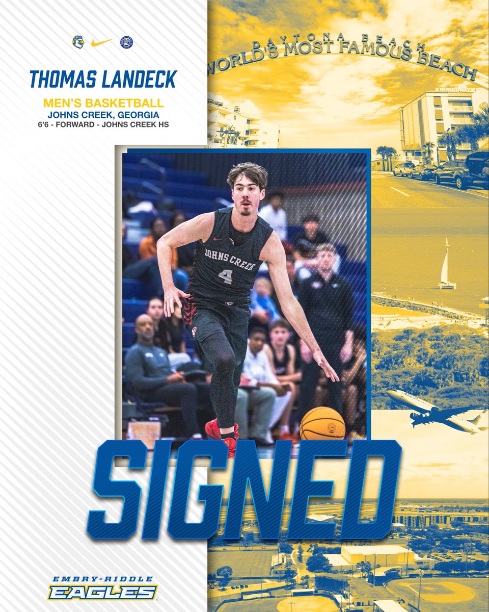 ERAUMBasketball's tweet photo. Welcome to ERAU!
Let’s get to work @thomaslandeck24! Excited to have Thomas Landeck join the family.
Stay tuned as we continue to introduce new members of the 2026-27 signing class.
▰▰▱▱▱▱ 2/6
#GoERAU #StudentPersonPlayer https://t.co/Rtg8RBkFmA