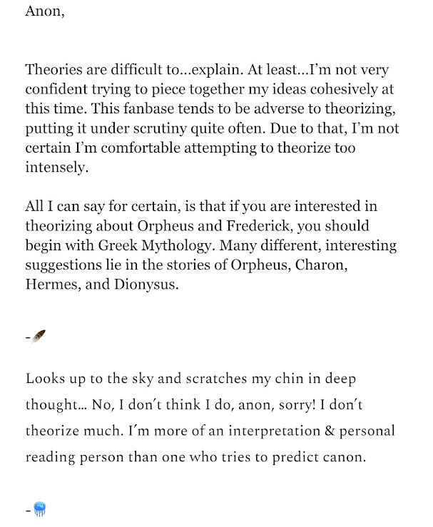 orphrickdaily's tweet photo. "I'm curious if there are any theories the admins have about orpheus and frederick!!" ->
Anon, I'm so sorry for the time it took for us to answer you! We both thought the other admin had posted our reply and neither of us had. D:
#orphricksp https://t.co/jl0wuJvpRq https://t.co/ClHeloV7zB