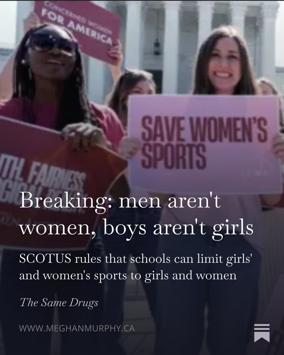 MeghanEMurphy's tweet photo. The politicians and news media claiming there is some kind of "trans ban in sport" know this isn't true. They know that there is no “ban”—just a decision that says individual states have the right to ensure only women and girls are allowed to compete in female sports.

@Scott_Wiener had the audacity to label the truth a “propaganda campaign… lead[ing] to violence against trans  people and creates an atmosphere of fear and marginalization.”

Apparently he has no concern for the harm and marginalization caused to women and girls by forcing them to compete against males in sport. 

Not one person who repeats these lies is deserving of our respect. Not now,  not ever. Men aren’t women, boys aren’t girls—end of.