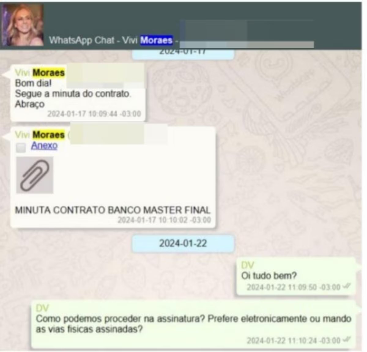 IceXTruths's tweet photo. Se esse diálogo recuperado pela PF e revelado pelo Estadão confirma que a esposa de Alexandre de Moraes encaminhou uma minuta de contrato diretamente a Daniel Vorcaro, a pergunta deixa de ser política e passa a ser institucional.

Quando qualquer ligação envolve Bolsonaro, exigem transparência absoluta. Mas quando surgem mensagens envolvendo pessoas do entorno de um ministro do STF, o silêncio parece ensurdecedor.

Em uma República séria, relações dessa natureza precisam ser esclarecidas de forma completa, justamente para preservar a confiança nas instituições.

A credibilidade da Justiça não depende apenas de ser imparcial. Depende também de parecer imparcial.

Estado Democrático de Direito?🤔