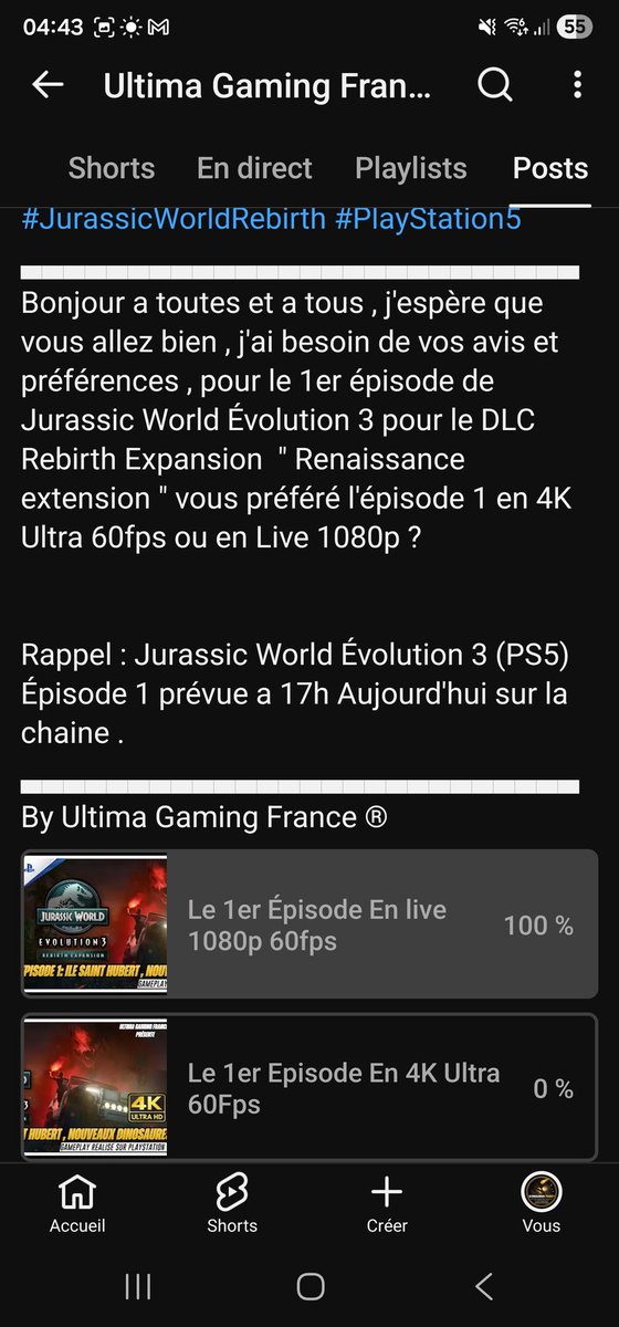 EldenSoulsOff's tweet photo. #UltimaGamingFrance #PS5 
Retrouvez des maintenant les 4 premiers épisodes consacré au DLC " Rebirth Expansion de Jurassic World Évolution 3 ! 
Gameplay réalisé sur PlayStation 5 , en 4KUltra HD 60fps HDR10+

#JurassicWorldRebirth #JurassicWorldEvolution3 https://t.co/FkUNXmYxMi