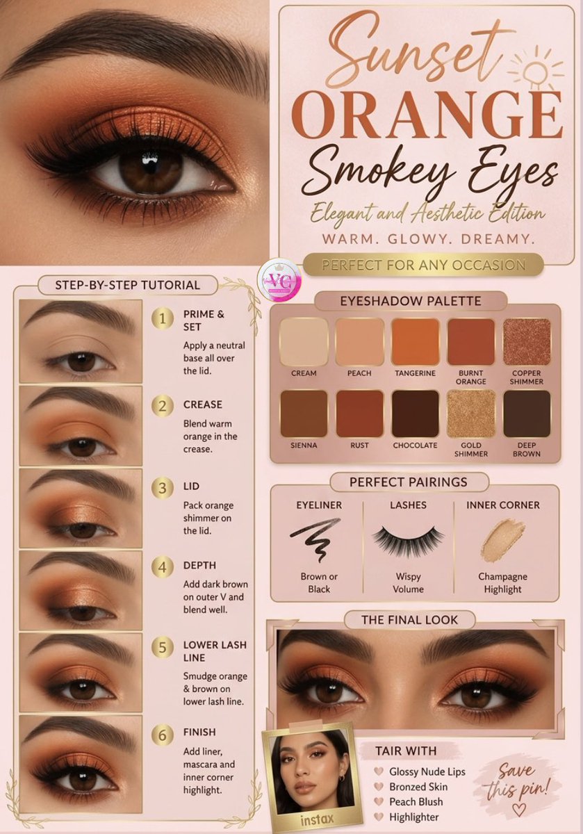 vandelchristen's tweet photo. ✨ Golden Hour Glow, Elegant Edition ✨
This Sunset Orange Smokey Eye is the perfect blend of warm, dreamy tones and timeless sophistication.
#SunsetMakeup #SmokeyEyeTutorial #AestheticBeauty #WarmTonedMakeup #MakeupInspo https://t.co/2NYfA5jsLc