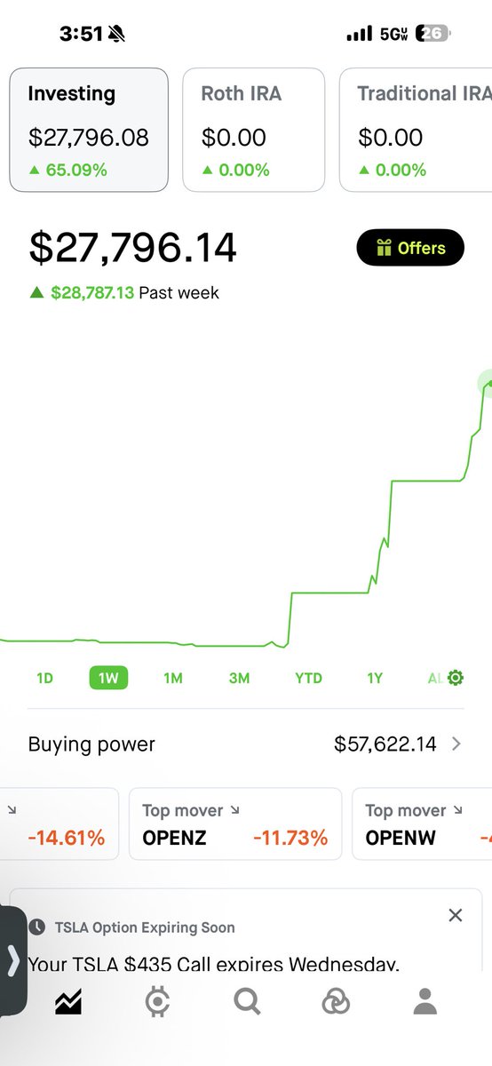 Atlanta2NYC's tweet photo. @JohnLoc18 Jesus Christ did we all make the same trades?! I’m new here but this is hilarious. Started with $2k on Friday and been withdrawing, how does everyone have the same exact $28k lol https://t.co/ZNhTJlQCRf