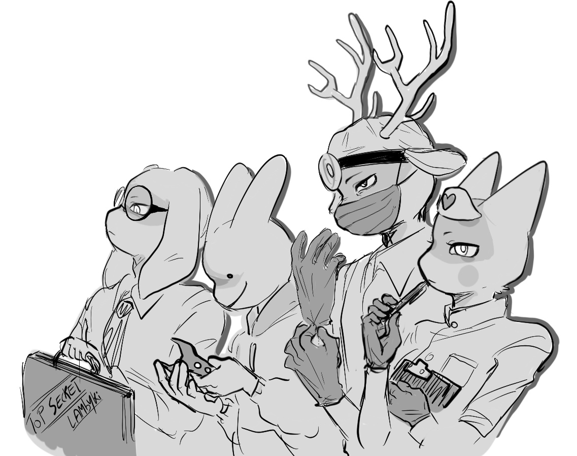 Lambyki0's tweet photo. #animalhospital 
.
.
(WIP) look at my team chat no one's getting out of that damn hospital 💔
Okay fine yes this was an excuse to draw Dr. Harlow https://t.co/pSWMOnwCuV