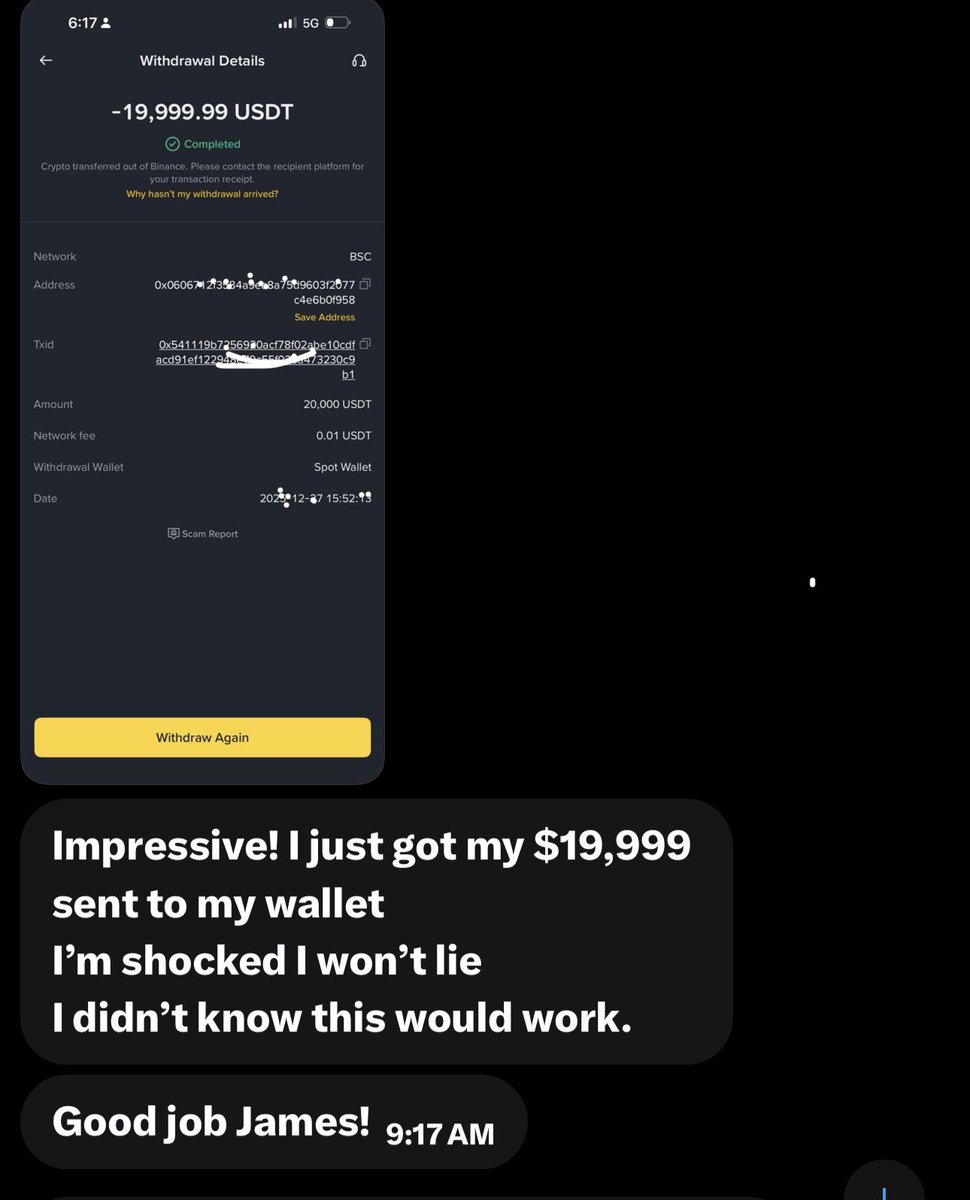 JamesAssetsPro's tweet photo. Another client satisfied with my work. Message me today if you have issues of being in a scam. 
#ScamAlert #CyberSecurity    #OnlineFraud #CryptoScam https://t.co/YTeWGyon5X