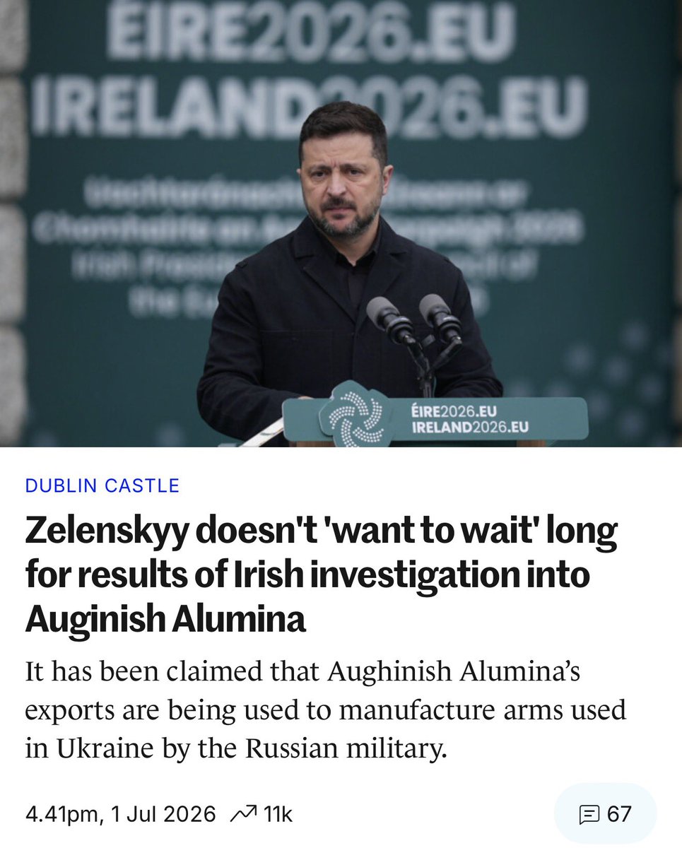 Niall_Boylan's tweet photo. So Zelenskyy wants the Irish government to accelerate their investigation into a company operating in Ireland and to apply EU sanctions if the investigation warrants it. 
Who voted for this man in Ireland? Since when does he tell us what we should or shouldn’t do? 
The world will eventually see this man for what he is?