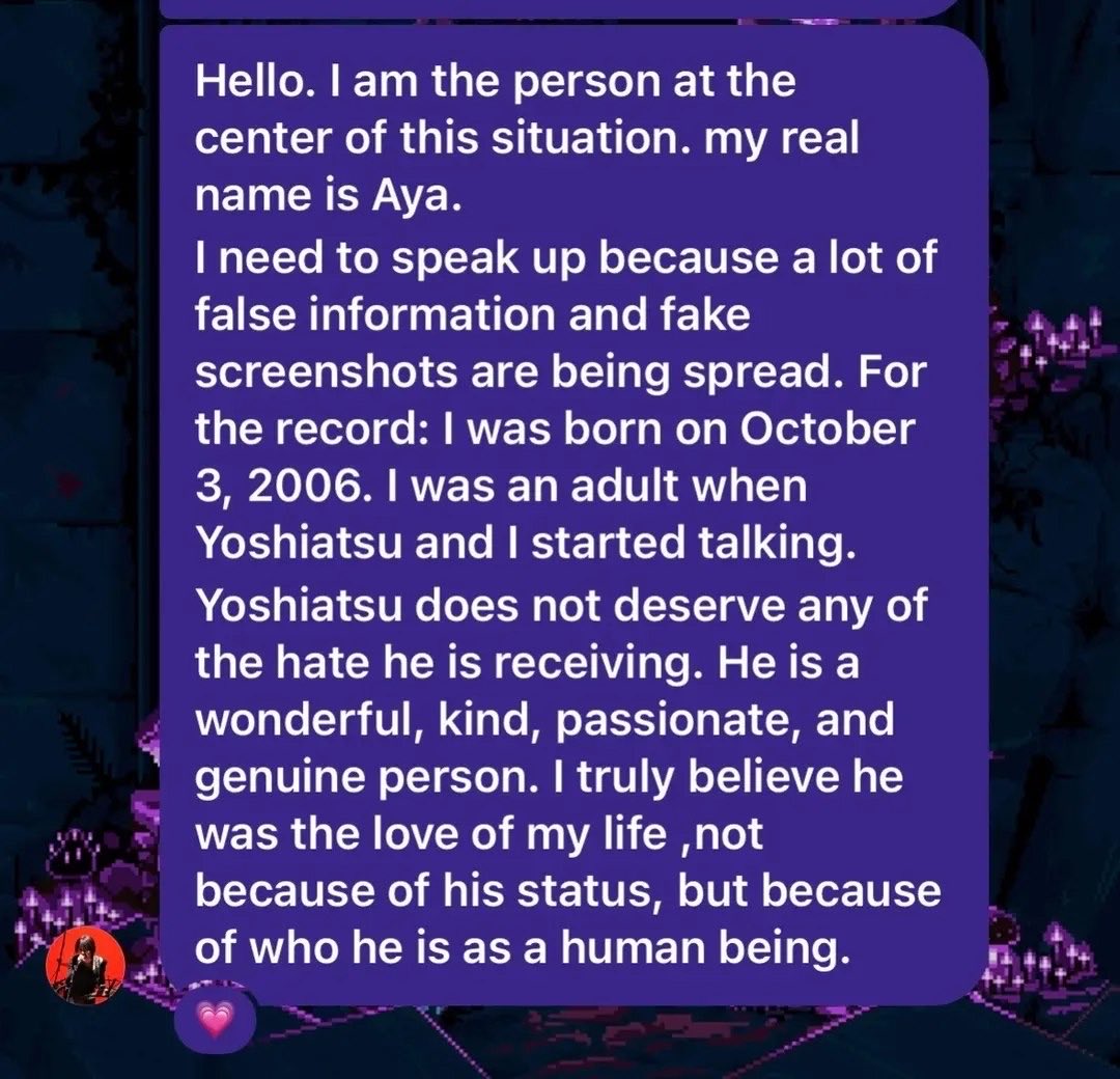 dr_sunshine_is's tweet photo. Hello, vkei community. 

I’ve been given proof of Yoshiatsu’s innocence. (Screenshots are not mine)

Please take a look at your convenience. https://t.co/24q7GtFum8