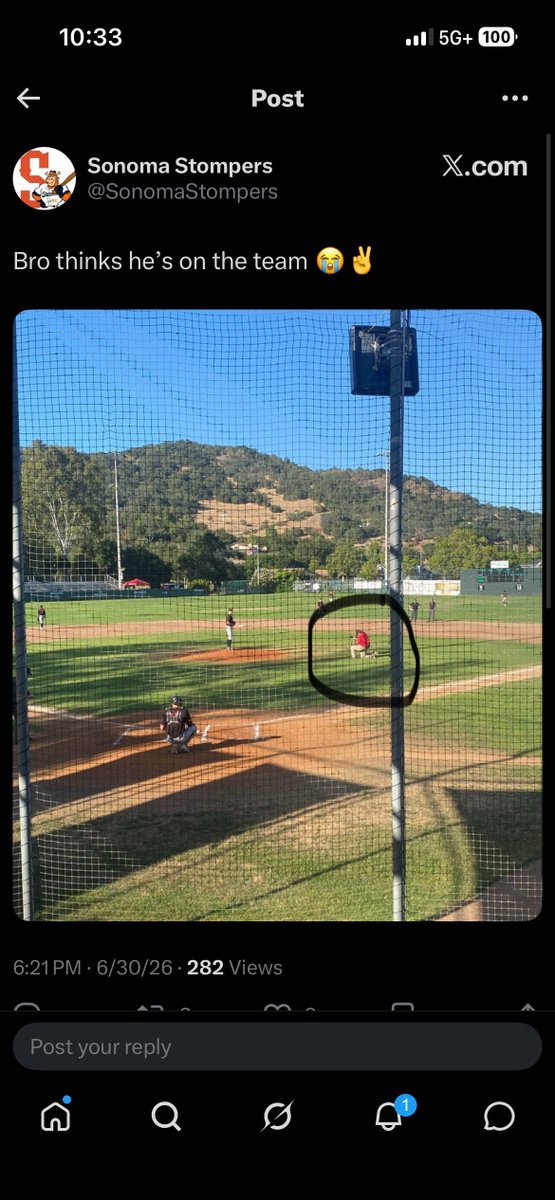 WCCrawdads's tweet photo. Hey @SonomaStompers we saw you deleted your tweet from yesterday, just wanted to make sure you knew. Bro IS on the team 😭✌️

We lead 8-2 through five and a half btw

#RollDads https://t.co/i90SrvQkuN