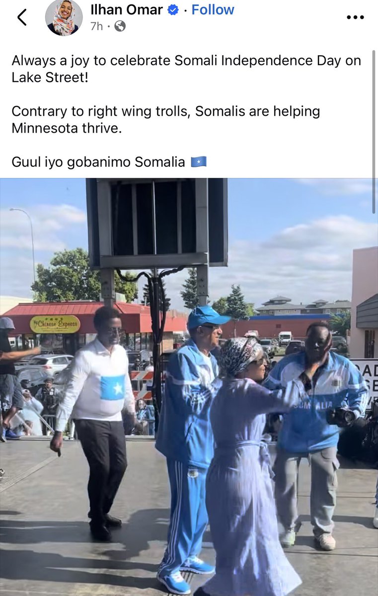 ProHendershot's tweet photo. Stupid bitch doesn’t know she lives in the United States!  Go celebrate that shit back in Somalia and don’t come back https://t.co/nlX0eyQ2ia
