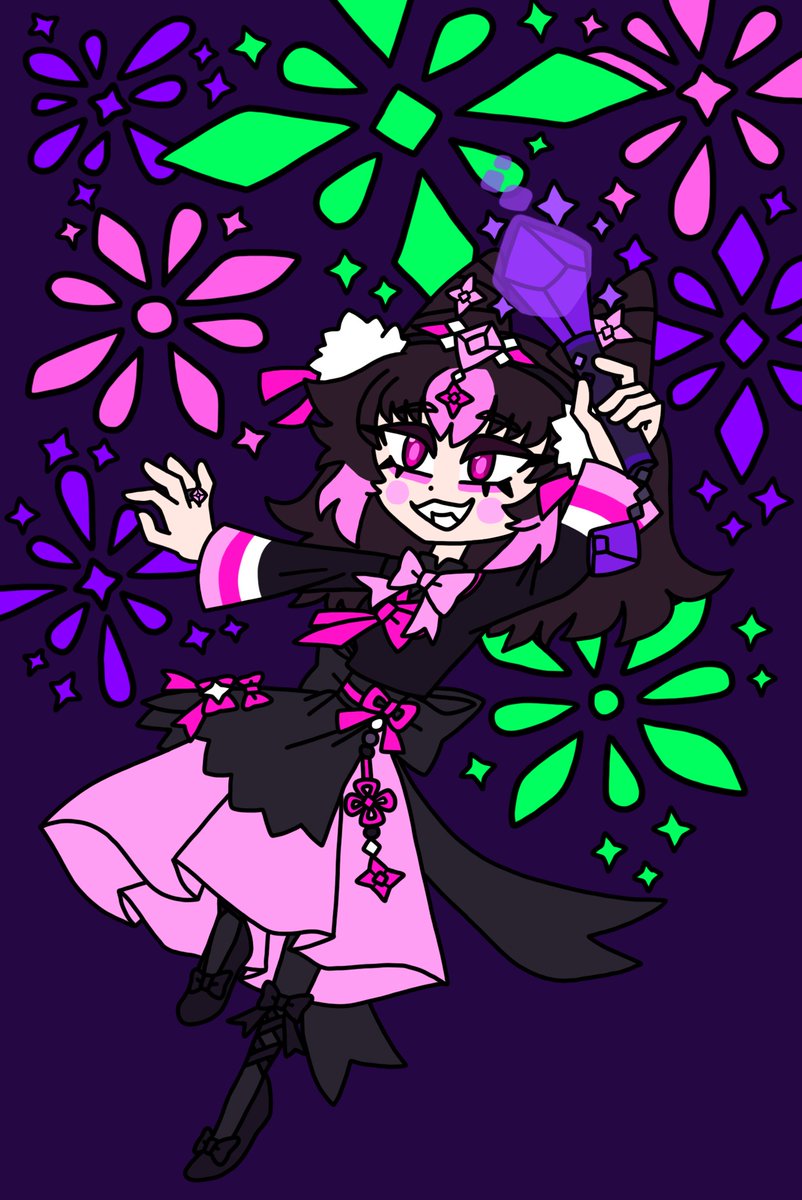 konpeitoly's tweet photo. this is Meoku! she loves playing with her Fireworks like a wicked Witch! she’s very sweet and friendly though, she just likes causing a bit of mischief. https://t.co/0DA4oWspvU