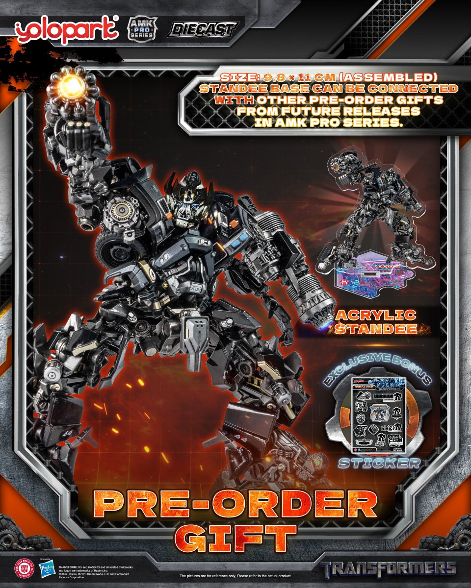 yolopark's tweet photo. The prologue to the Autobot five-member team's assembly begins now!

Link: https://t.co/GWuRu34eba

Pre-Order Gift: Ironhide Acrylic Standee
EXCLUSIVE BONUS: Sticker

From Transformers (2007), Optimus Prime's old friend and the Autobots' weapons specialist, Ironhide, joins the AMK PRO Series.
Faithfully recreated from the official movie design, this premium collectible captures Ironhide's iconic on-screen appearance with exceptional craftsmanship—making it a can't-miss collectible for every Transformers fan's collection.

Standing approximately 18 cm tall, the AMK PRO Series Transformers Ironhide features a die-cast outer armor and internal skeleton, delivering an authentic metallic finish and satisfying heft.
Finished in a sleek black color scheme with refined gold accents, every detail is carefully crafted to recreate Ironhide's rugged yet premium on-screen appearance.

Full-body articulation allows for a wide range of dynamic poses, and the jaw is also fully movable for enhanced expression.
The head and dual cannons feature built-in LED light boards with magnetic activation, bringing the figure to life with illuminated effects. The lighting colors of the left and right cannons are also faithfully restored to match the original design.

Ironhide’s Earth vehicle mode is the GMC TOPKICK C4500. When transforming into robot mode, the front cabin splits into two parts to form a V-shaped chest silhouette. The chest armor and abdomen clearly reveal the vehicle model branding and license plate details, preserving authentic movie accuracy.
The entire body is covered in layered mechanical detailing—tubular inner structures, exposed gear assemblies, and fragmented armor plates interlock throughout the design, recreating the signature “mechanical fragmentation” aesthetic from the film.
The heavy-duty cannon is richly detailed, delivering an overwhelming sense of weight and power—like it’s ready to turn Decepticons into scrap metal at any moment.

【Product Information】 

Product Name: TRANSFORMERS-TRANSFORMERS(2007): AMK PRO Series-Ironhide-Model Kit
Model Kit Height: Approx. 18 cm 
Materials: PVC, ABS, POM, Die-Cast 
Contents: Ironhide figure ×1, interchangeable hands ×3 pairs, Energon base ×1 (with stand) 

#YOLOPARK #Transformers #Ironhide #AMKPRO #Autobots #Transformers2007