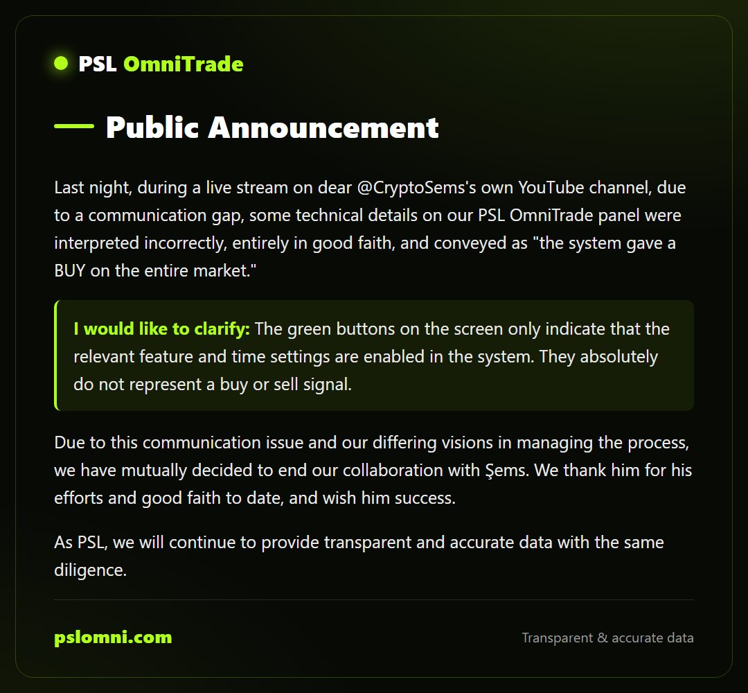 pslomnitrade's tweet photo. Public Anouncement

As PSL, we will continue to provide transparent and accurate data with the same diligence.

https://t.co/mumUcSLOOz https://t.co/Ou1nkrYWSu