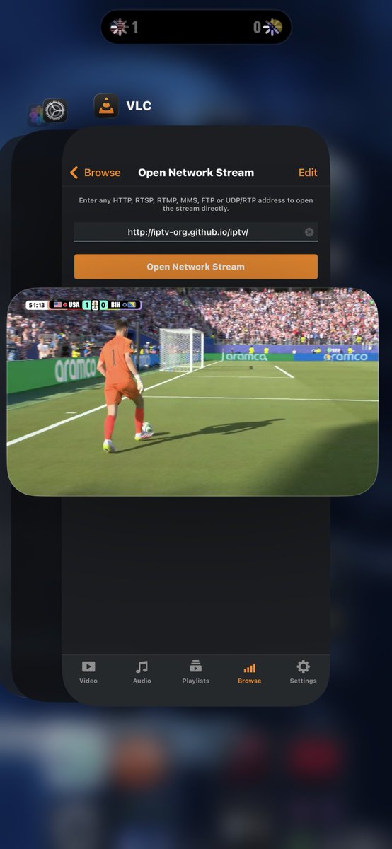 esjaydoesdefi's tweet photo. Hidden VLC hack💀
You can stream ANY and every World Cup match in VLC😂✌️

1.Install VLC (free) → Open VLC → goto Network Stream 

2.Paste any of this playlist UR: 
 https://t.co/lkdWLsRZ71 or https://t.co/whE0ImhS1h.  Done ✅ https://t.co/Q8ufZDtHtU