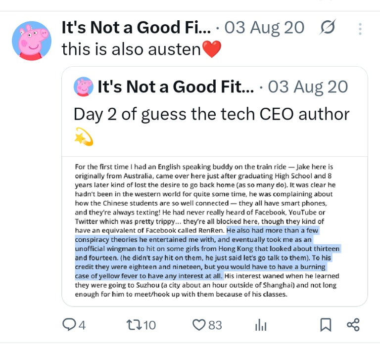 heycowb0y's tweet photo. #AlphaSchool has hundreds of "employees" from the GauntletAI founder who defends Trump & Elon's association with Jeffrey Epstein.
Austen is trying his hardest to sweep things under the rug. (He was trying to score an invite) #BloomTech #LambdaSchool https://t.co/KCf4FlzOQj https://t.co/JXVAYkdnse
