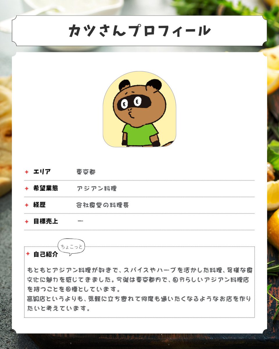 tentakudotcom's tweet photo. 【料理人紹介!!】

店タクに登録している凄腕の料理人さんを紹介します！

＜気になった方はこちらからチェック↓＞
https://t.co/XSs2O5AsXp

#業務委託 #飲食店 #飲食店開業 #人材不足 #求人 #求人募集 #間借り #新規事業 https://t.co/t3lNtx5YFU