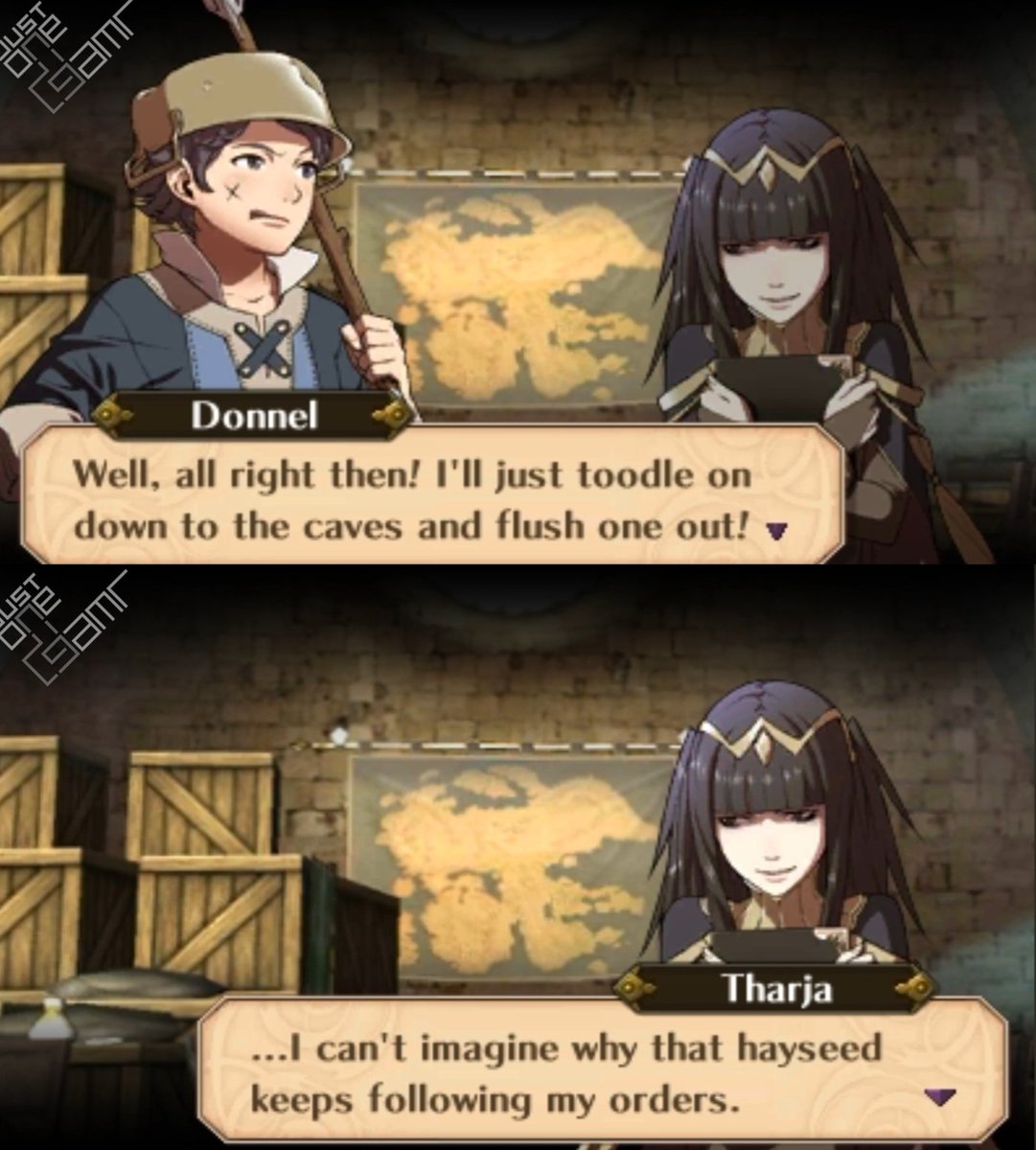 MagicMayro's tweet photo. This is literally what the start of the Donnel and Tharja support feels like https://t.co/yWNRw5Pyau