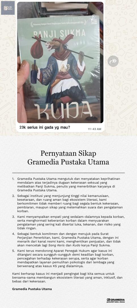 basebuku's tweet photo. Mau ngingetin lagi nih, jangan pernah beli 📚 penulis pelaku KS ini mau semurah apapun itu 
Aneh nih penerbit Gatanya bukunya ditarik lah disemesta malah banyak laku lagi. Ga bisa dipegang omongannya penerbit G ini. https://t.co/jnbNoSTMBf